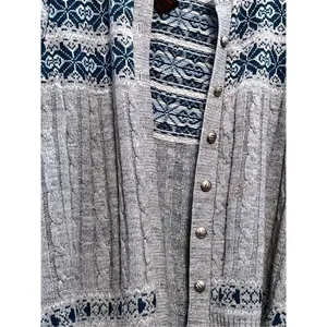 Vintage Jersild 100% Acrylic pewter buttons, Nordic, ski cardigan, sweater, size thumbnail 2
