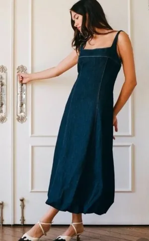 NWT Zara Denim Sleeveless Bubble Dress Women’s Size S thumbnail 1
