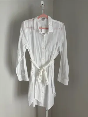J. Crew Cover-Up Classic White Button-Front Shirt Dress Sz XXL Lightweight Airy thumbnail 3