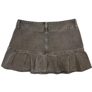 PacSun Brown Low-Rise Denim Micro Mini Skirt Sz 27" Pleated Y2K Grunge Cyber thumbnail 2