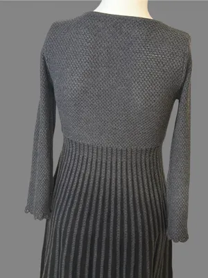 Calvin Klein Charcoal Long-Sleeve Pleated Knit Dress thumbnail 6