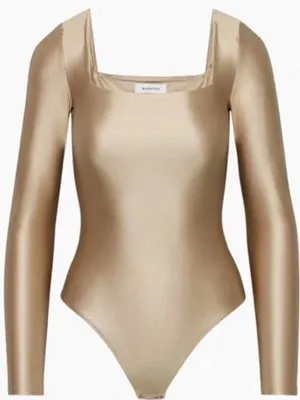 Aritzia Babaton Bodysuit Satinette Squareneck Longsleeve Medium thumbnail 1