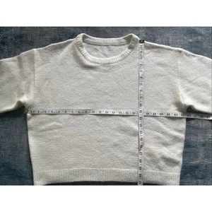 NWT! Cider White Relaxed Fit Cropped Crewneck Knit Sweater Women's Large thumbnail 4