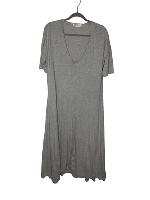 ✨ FP Beach Gray V Neck T Shirt Dress Size M Casual Oversized Coastal‎ Minimal ✨ thumbnail 2