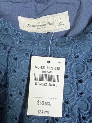 Abercrombie & Fitch Blue Eyelet Lace Skater Skirt NWT Women Sz S Boho Preppy thumbnail 8