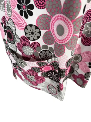 Women's pink, white, gray, black floral short sleeve v-neck scrub top size L thumbnail 6