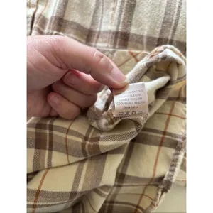 Dizzy Lizzy Plaid Flannel Button Down Shirt Large Cream thumbnail 4
