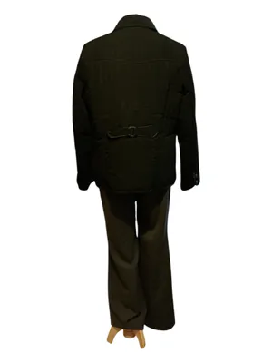 ESPRIT Vintage Black Quilted Zip-Up Jacket Coat Belted Back Fleece Lined thumbnail 2