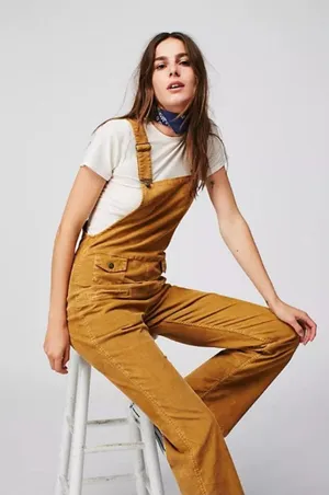 Free People Movin Away Corduroy Overalls Womens 25 Adjustable Strap Jumpsuit thumbnail 1