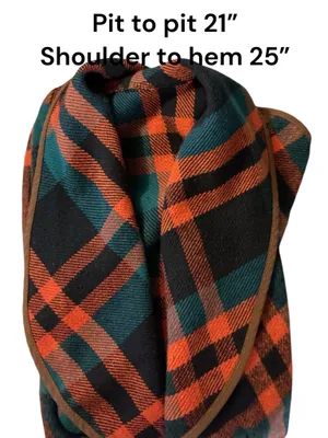 Vintage Plaid Waterfall Draping Vest Open Front Fleece Multicolor OSFM thumbnail 3