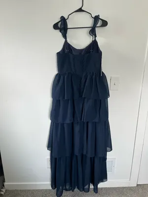 NWT Navy Blue Sleeveless Ruffle Bridesmaid Dress- Size 10 thumbnail 2