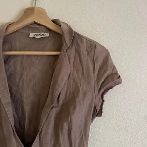 Source Unknown Listicle Brown Lagenlook Linen Wrap Cap Sleeve Dress Size Small thumbnail 4
