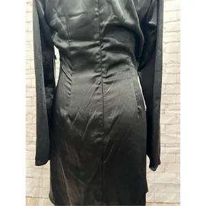 Black Cold Shoulder Long‎ Sleeve Mini Dress Wrap V Neck Cocktail thumbnail 12