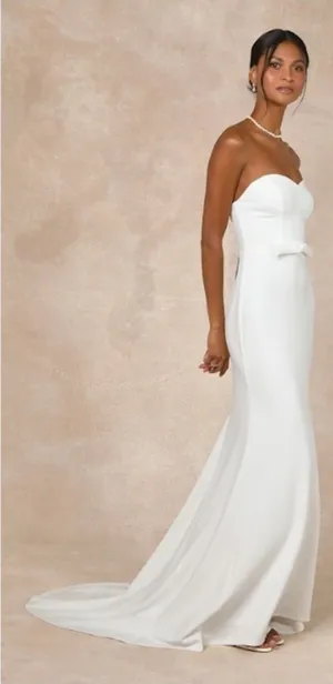 LULU's Sexy Bridal Wedding Chic Modern Sexy Minimalist Mermaid Trumpet Maxi Gown thumbnail 1