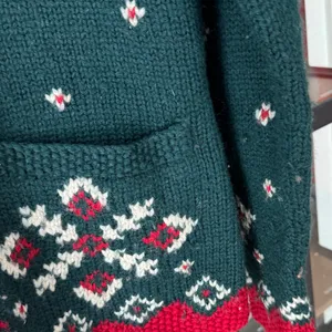 Vintage Ralph Lauren Hand Knit Wool Fur Collar Reindeer Christmas Sweater zipup thumbnail 11