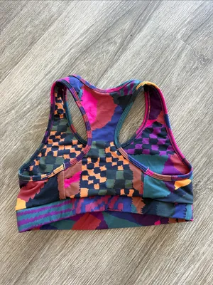 Farm Rio Abstract Patches racerback sports bra geometric print multicolor XS thumbnail 4