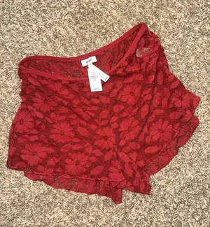 Aerie‎ Red Floral Lace Sleep Shorts thumbnail 1