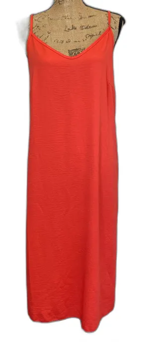 NWT See You Monday Midi‎ Slip Dress Solid Coral Orange Party Size Large thumbnail 1