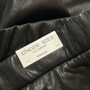 NWT Chico's Faux Leather Cutwork Hem Wide Leg Trousers Black US Size 16 thumbnail 6