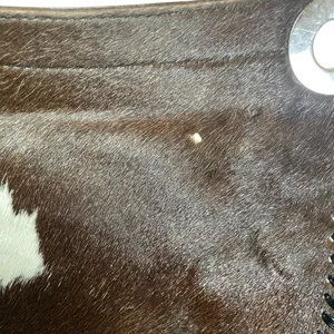 Black Leather‎ Brown White Cowhide Boho Purse Mondrina Handbag Western Cowgirl thumbnail 10
