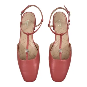 Gucci Double GG T Strap Patent Leather Ballet Flat Pink Size 39.5 thumbnail 4