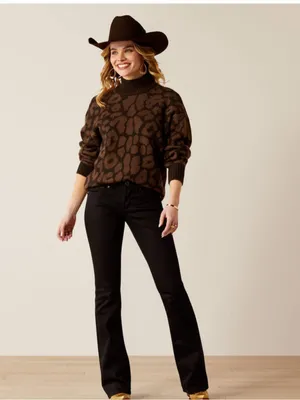 ARIAT moda mock neck sweater leopard print size small thumbnail 3