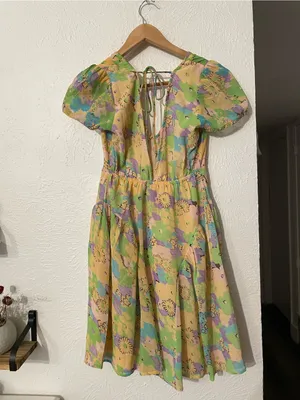 ASOS DESIGN Short Sleeve V-neck Chiffon Mini Dress Floral Print Size 0 thumbnail 4