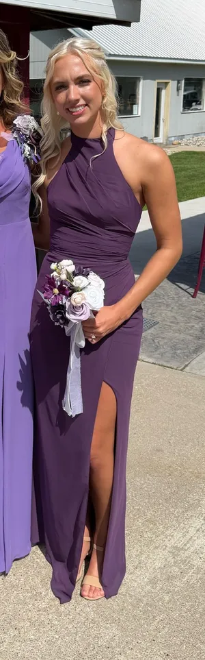 Azazie Bridesmaid Dress Chiffon Plum thumbnail 1