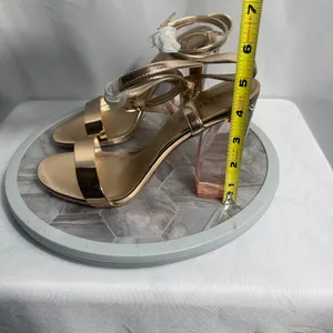 Call It Spring Gold Ankle Strap Block Heel Sandals Size 6 With Box thumbnail 7