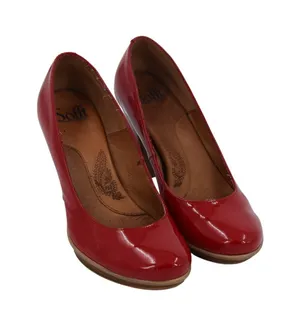 Söfft Red Patent Leather Round Toe Wood Heel Pumps Classic‎ Women's Shoes thumbnail 1