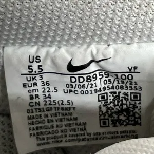Nike Air Force 1 Low Shoes Womens White Sneakers - Size 5.5 - VGUC thumbnail 9