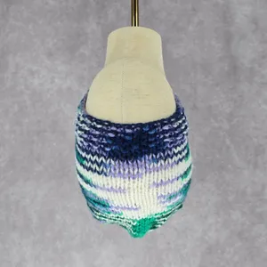 Green Purple Crochet Knit Bucket Cap Hat Fun VTG Y2K Funky‎ Beanie thumbnail 2