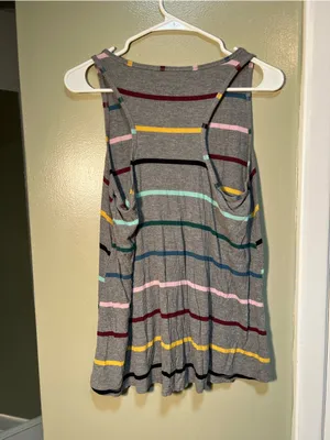 Torrid Super Soft Ribbed Tank Top V-Neck Gray‎ Stripes 00 thumbnail 4