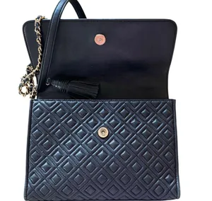 Black Tory Burch Fleming Convertible Bag Quilted Leather Crossbody or Shoulder thumbnail 5