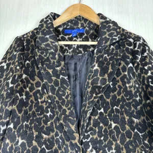 Apt 9 Womens Cheetah Leopard Print Overcoat Single Button Long Jacket Small NEW thumbnail 2