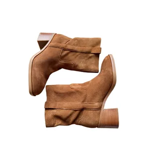 Steve Madden Romney Cognac Suede Western Square Toe Block Heel Boots Size 7.5‎ thumbnail 5