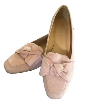 Talbots Stella Bow Loafer Sz 8M Pink Suede Modern Square Toe Business Casual thumbnail 1