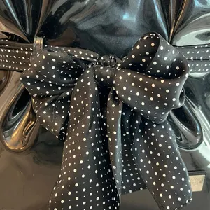 Beijo Black Vegan Patent Leather Paper Bag Handbag Polka Dot Scarf Twee Preppy thumbnail 3