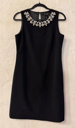 White House Black Market Dress Womens 4 Black Pearl Crystal Embellished Shift thumbnail 1