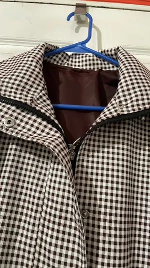 Amazon Women Gingham Zipper Bomber Jacket Stand Collar Long Sleeve Jacket Cropped Outwear with Pockets thumbnail 4