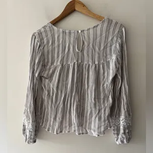 Hollister White Striped Long Sleeve Lace Detail‎ Top thumbnail 5