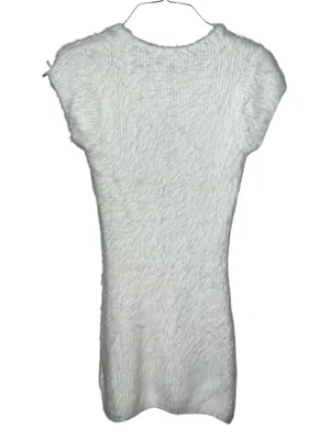 For Love & Lemons Fuzzy Knit Mini Dress White Size Small Bow Detail NWT thumbnail 4