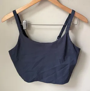 Athletic Longline Sports Bra Tank Slate Blue Gray Adjustable Straps Activewear thumbnail 1
