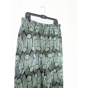 Zara Green Geometric Flowy Satin Cropped Pants Size Large Abstract Funky Boho thumbnail 7