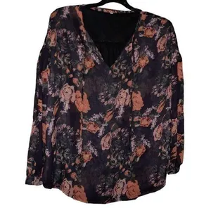 Long Sleeve Floral Blouse Size 2XL thumbnail 1