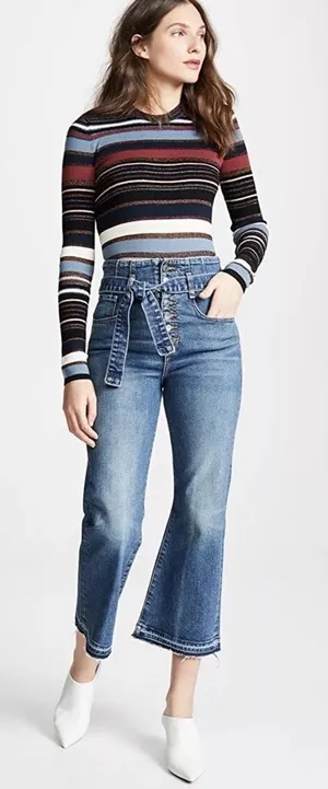 Marlene Corset Straight-Leg Cropped Jeans by Veronica Beard Size 27 thumbnail 1