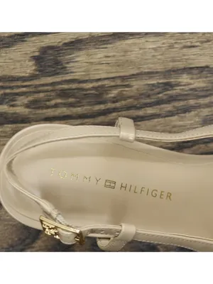 Tommy Hilfiger Cerizza Patent Faux Leather Slingback Pumps Ivory Brown 9.5M thumbnail 8