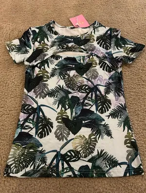 Woman size small top tropical Silver thumbnail 1
