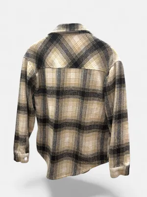 editHer Tan and Black Plaid Shacket Shirt Jacket‎ Size S thumbnail 2