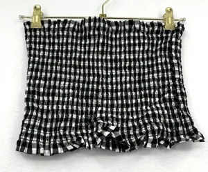 Heart Hips Gingham Smocked Tube Top Black White Check Size L Cottagecore Summer thumbnail 1